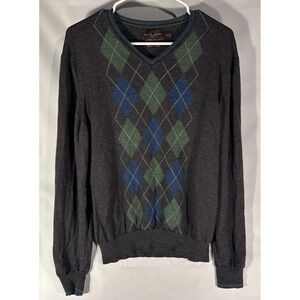 Black Brown 1826 100% Italian Merino Wool Geometric Soft Crewneck Pullover